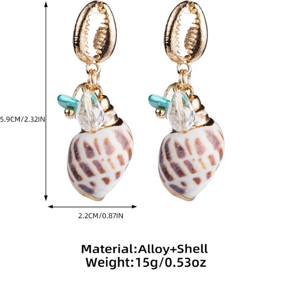 Multi Color Rainbow Gold Leopard Conch Shell Earrings - Picture 2 of 2